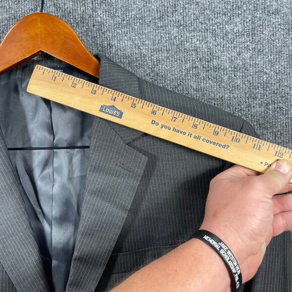Ralph Lauren Wool Blazer Men's 44R Gray Pinstripe Single Breast Four Button Cuff - Picture 5 of 13